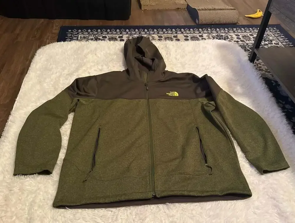 The‎ North Face Men's Haldee Full-Zip Hooded Fleece Jacket Green/Dark Grey XL